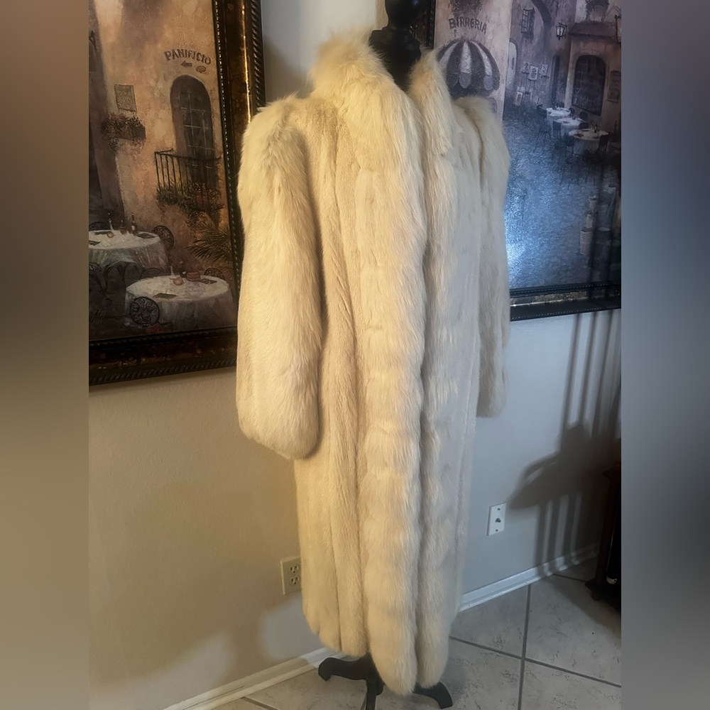 Rare Bloomingdale’s Mink & Fox Fur Full-Length Coat Luxury Ivory Opera Coat 46” - Picture 6 of 13